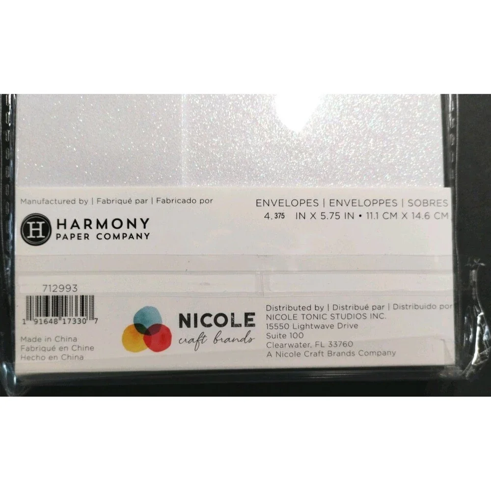 Harmony Paper Inkjet Printable Glitter A2 Envelopes, 20 Pack, Crystal White, NEW